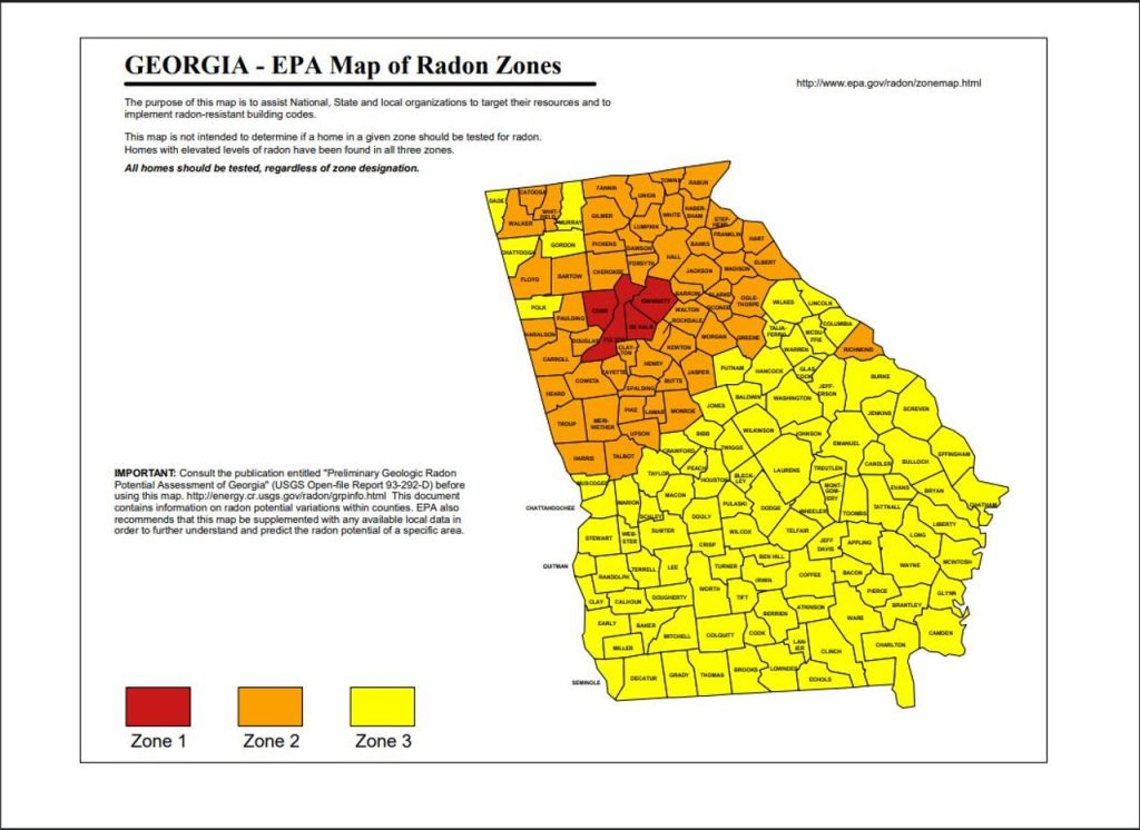 Radon Zones in Georgia
