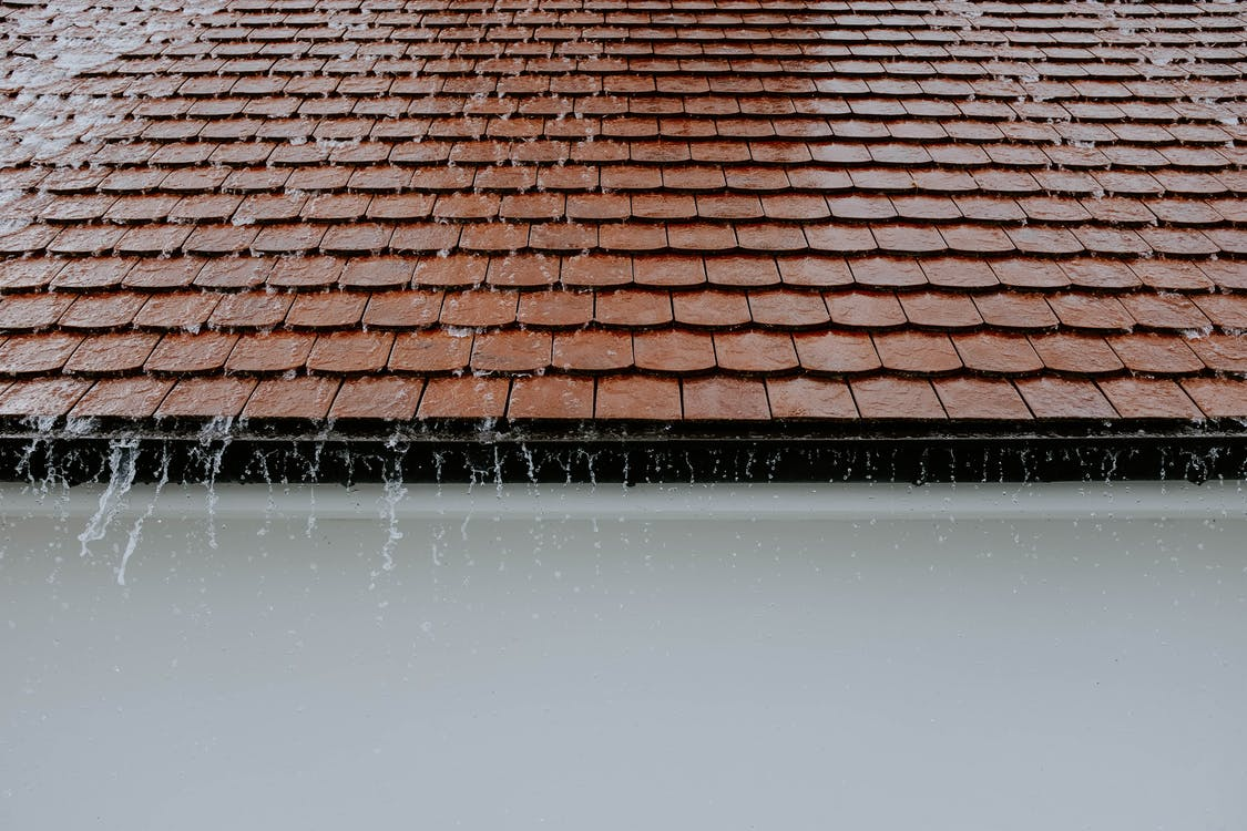 a roof during rain